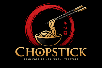 design a professional, asian food, food brand, or restaurant chopstick logo