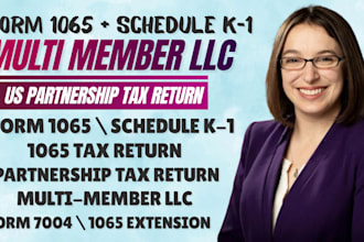 expertly prepare USA form 1065 partnership tax return schedule k1 form 7004 tax