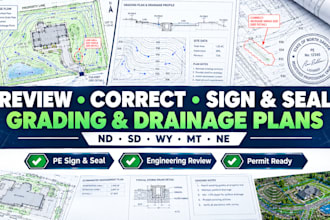 review, sign and seal nd sd wy mt ne grading drainage plans