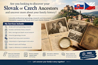 translate do a genealogy research of your slovak and czech ancestors