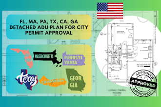 fl, ma, pa, tx, ca, ga detached adu plan for city permit approval