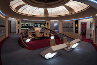 create a cinematic 3d spaceship interior, futuristic room, 3d sci fi environment