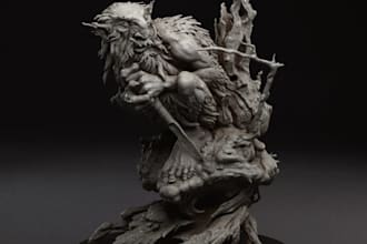 sculpt realistic 3d character for coin milling, bas relief, dnd animal, stl file