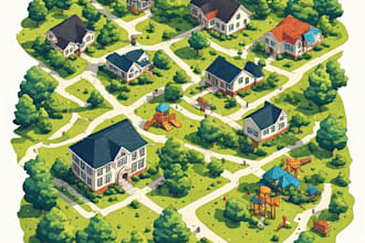 design a detailed neighborhood and location map