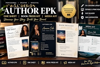 design author epk, one sheet, book press kit and media kit