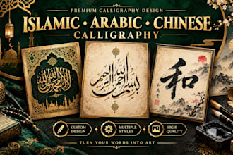 design premium islamic, arabic and chinese calligraphy
