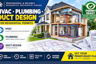 design hvac mechanical design, plumbing and duct design for residential permits