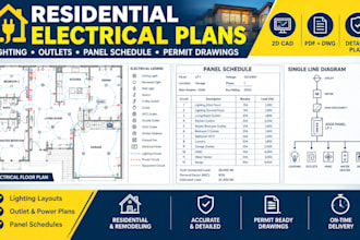 design residential electrical plans, lighting, outlets permit drawings