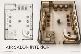 design a modern hair salon interior in 3d