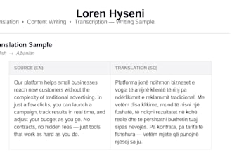 write, translate and transcribe albanian to english content