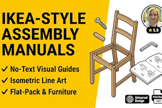 create an ikea style step by step product assembly instruction manual