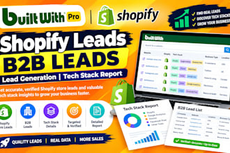 provide builtwith pro shopify leads b2b leads, lead generation tech stack report