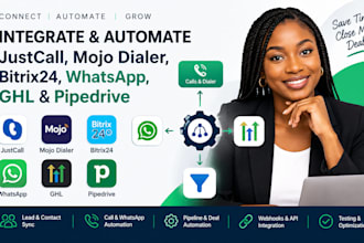 integrate justcall mojo dialer bitrix24 whatsapp ghl pipedrive automation zapier