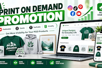 promote your print on demand store, redbubble, zazzle, and pod products