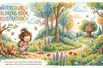 create beautiful watercolor childrens book illustrations