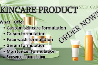 formulate skincare products, cream, face wash, serum, moisturizer and sunscreen