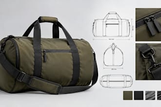 create fashion bag tech packs with technical drawings for handbags,backpack,tote