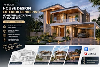 do house design exterior rendering home visualization 3d modeling revit sketchup