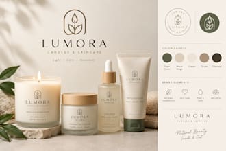 design an aesthetic minimalist candle logo and skincare branding kit