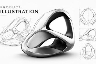 create product illustration, vector art, line art and technical product visual