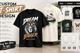 create custom t shirt design, streetwear graphic design and apparel branding