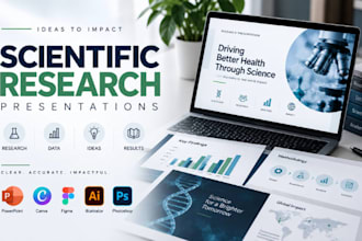 design scientific research, academic presentation and powerpoint slides