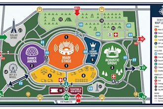 design festival map flyer, event map, venue map and route map