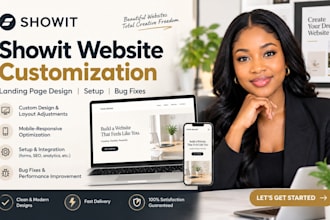 do showit website customization landing page design setup and bug fixes
