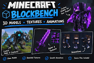 do custom 3d blockbench models, resource textures pack and animation