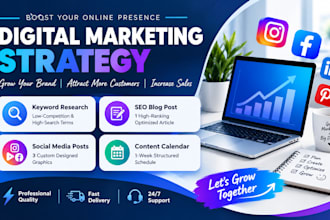 create a complete digital marketing strategy and content calendar