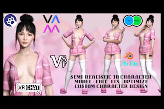 make, rig and optimize semi realistic 3d nsfw character with physics and outfits