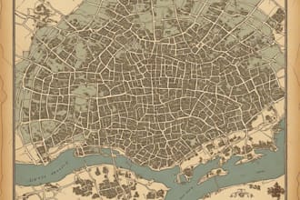 create a detailed historical replica map in vintage style
