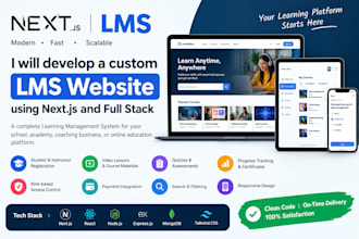develop a custom lms website using next js ecosystem