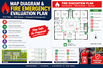 do map diagram and design fire emergency evaluation plan