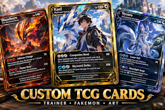 design custom tarot card game pokemon tcg card trainer card, trading card art