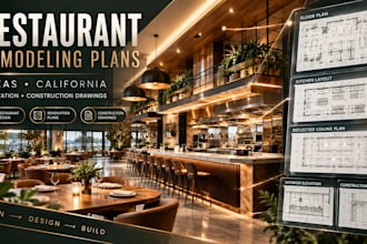 create texas or california restaurant remodeling renovation plans drawing
