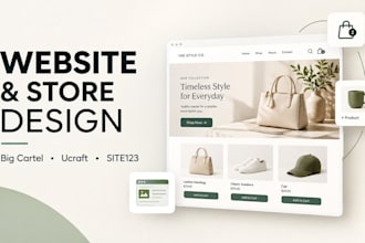 design big cartel store, ucraft website or site123 website