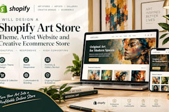 design a shopify art store theme, artist website and creative ecommerce store
