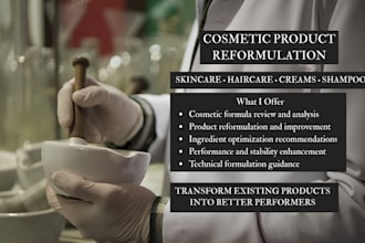 reformulate and improve your existing cosmetics product with scientist in lab