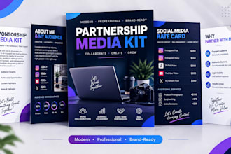 design a modern sponsorship, partnership media kit and social media rate card