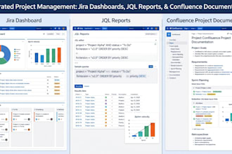 create jira dashboards, jql reports and confluence project documentation