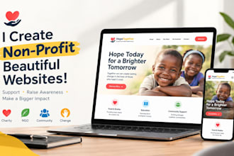 design a nonprofit website charity, 501c3, ngo, fundraising on wordpress or wix