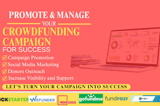 promote your crowdfunding campaign on gofundme, kickstarter, indiegogo, wefunder