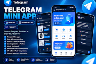 develop telegram mini app, shop bot, ecommerce bot and web apps