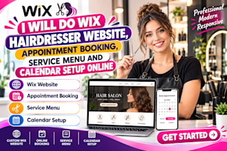 do wix hairdresser website, appointment booking, service menu and calendar setup