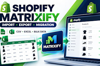 shopify matrixify CSV import, export and migration