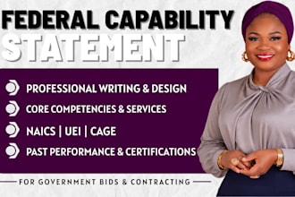 write and design a federal government capability statement for rfp bids