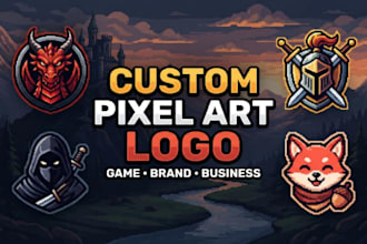 design a custom pixel art logo for your game, brand, business or retro project