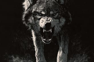 draw dark art animal or pet illustration