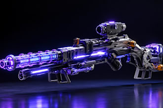 create custom 3d sci fi weapon, 3d weapon skin, 3d scifi gun, sword prop